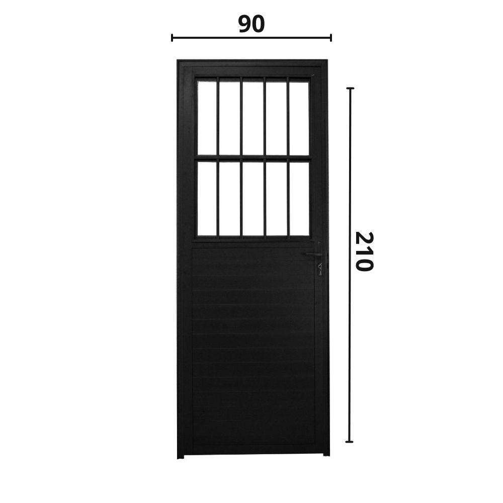 Porta Social Lambril Alumínio Preto 2.10 x 90 Lado Direito – Hale - 6