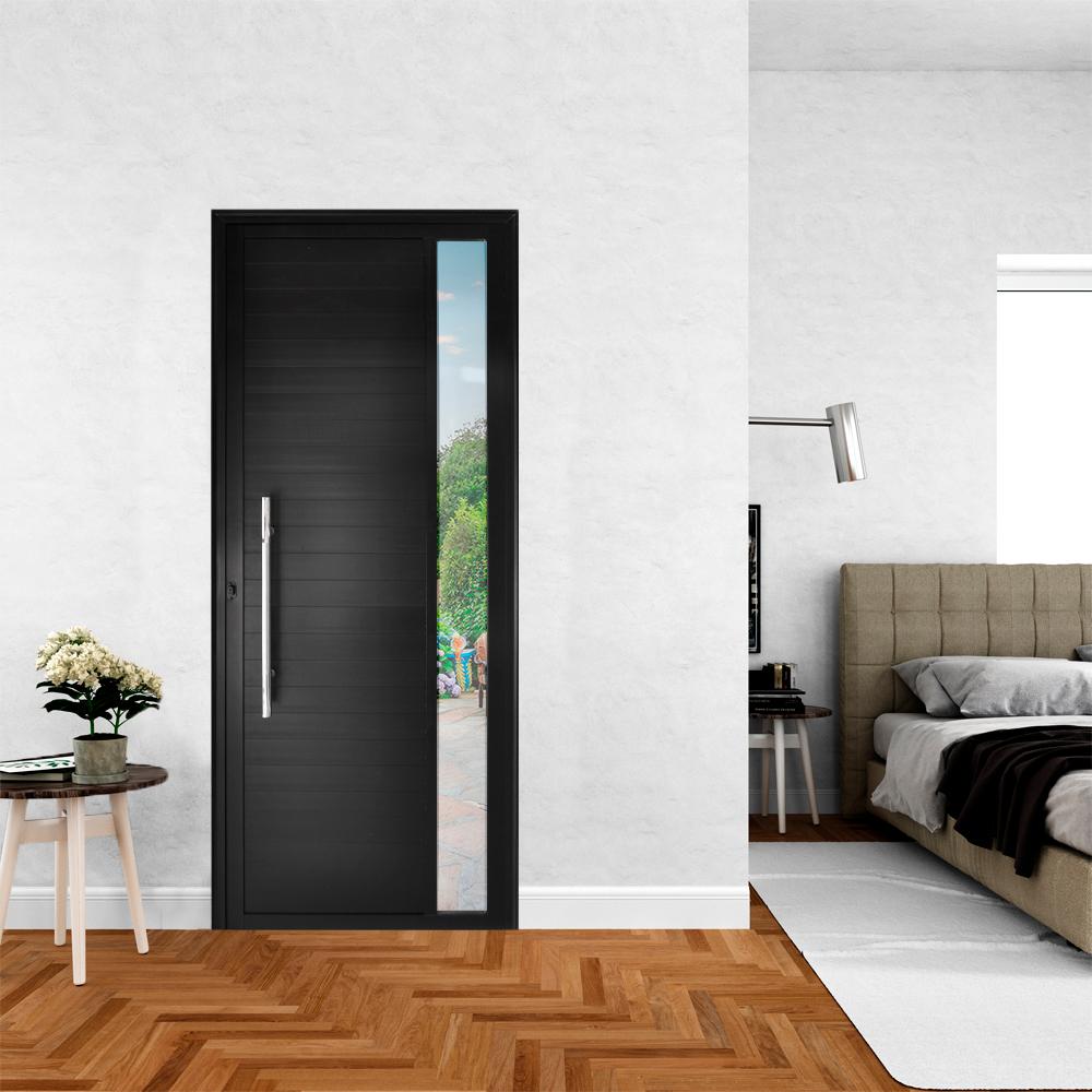 Porta Lambril C/ Visor e Puxador Alumínio Preto 2.10 x 1.00 Lado Direito - Hale - 3