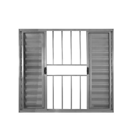 Veneziana 6 Folhas de Correr C/Grade 1.00 X 1.00 Alumínio Brilhante Linha Modular - Hale