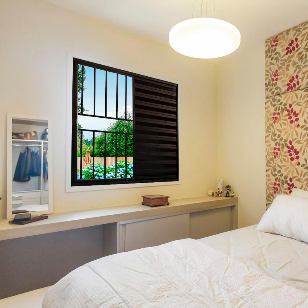 Veneziana 3 Folhas de Correr C/Grade 1.00 X 1.20 Alumínio Preto Linha Modular - Hale - 3