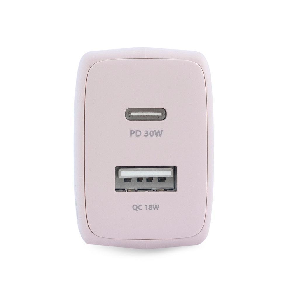 Carregador USB-C/USB, 30W, 2 Portas, Originais iPlace, Rosa - 3