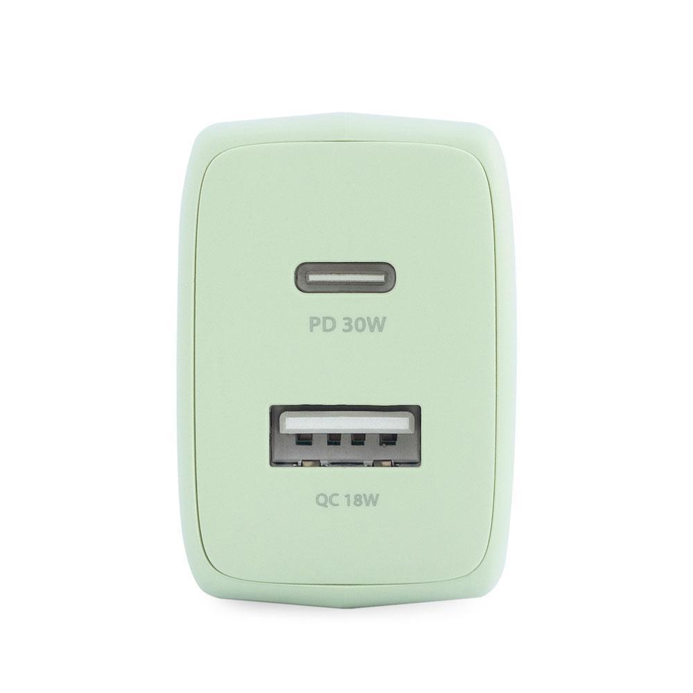 Carregador USB-C/USB, 30W, 2 Portas, Originais iPlace, Verde  - 3
