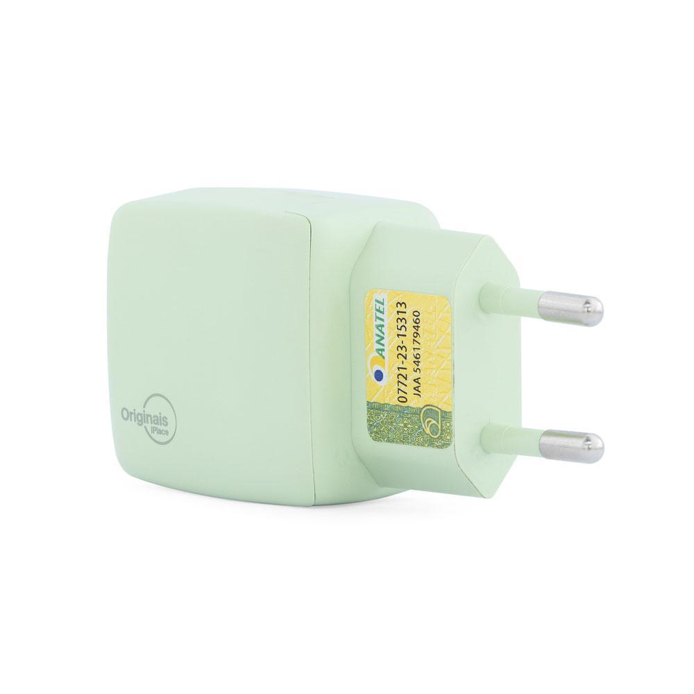 Carregador USB-C/USB, 30W, 2 Portas, Originais iPlace, Verde  - 5