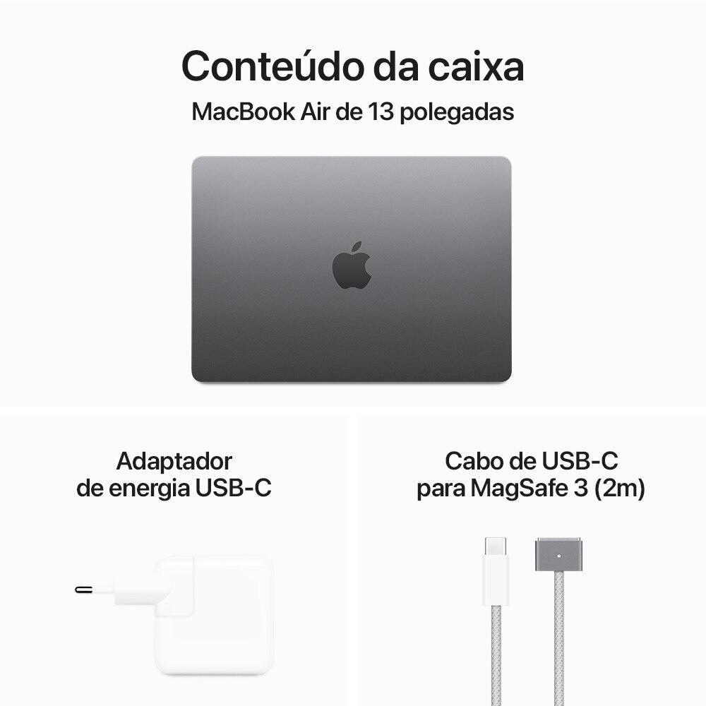 MacBook Air 13", M3, CPU 8 núcleos e GPU 8 núcleos, 8GB RAM, 256GB SSD - Cinza espacial - 9