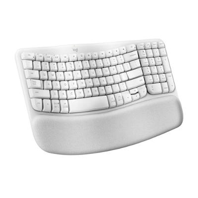 Teclado Ergonômico sem fio Logitech Wave Keys com Design Ondulado, Conexão Bluetooth, Compatível com Windows/Mac, Layout US - Branco
