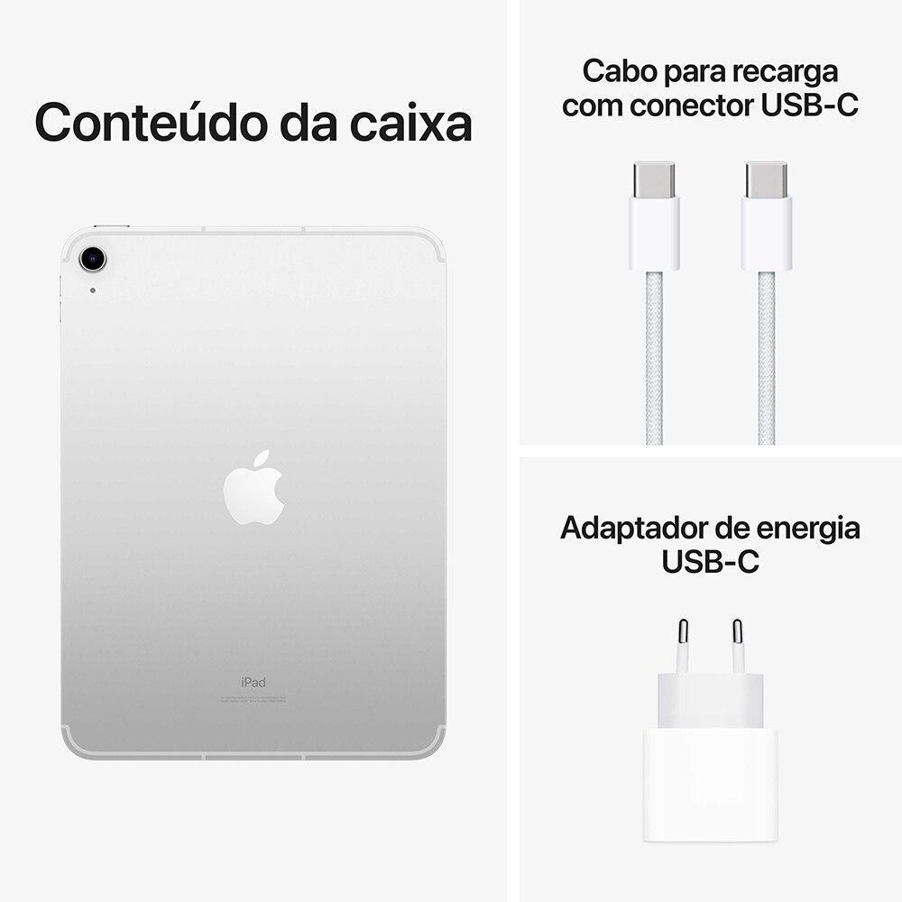 Apple iPad 10,9" (10ª geração, Wi-Fi + Cellular, 256GB) - Prateado  - 9