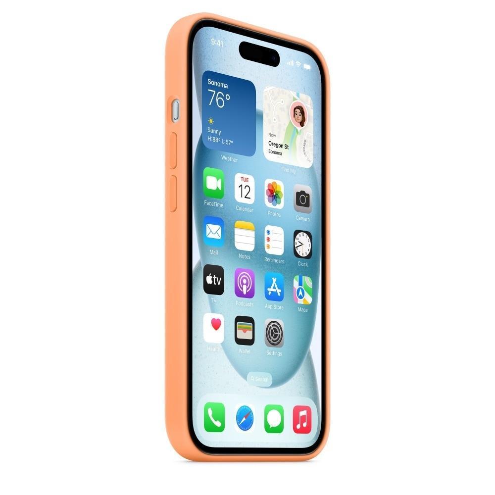 Capa com MagSafe para iPhone 15, Apple, Silicone, Laranja-verão  - 3