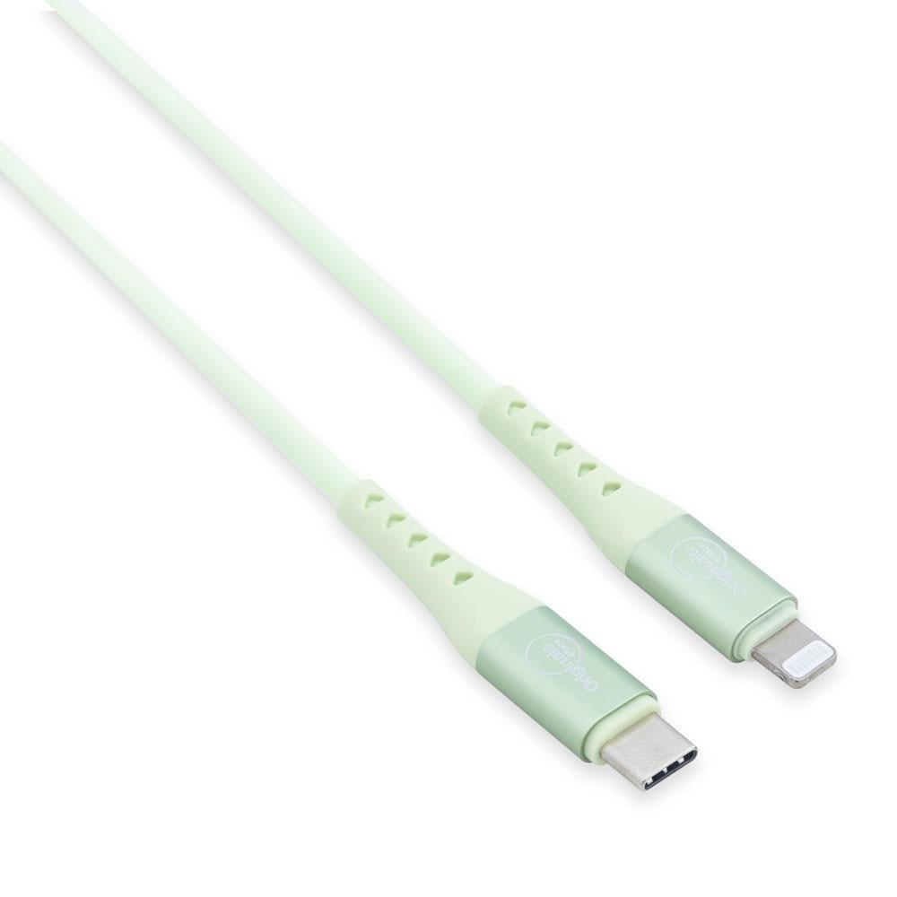 Cabo USB-C para Lightning de Silicone, 1,2 metros, Originais iPlace, Verde - 1