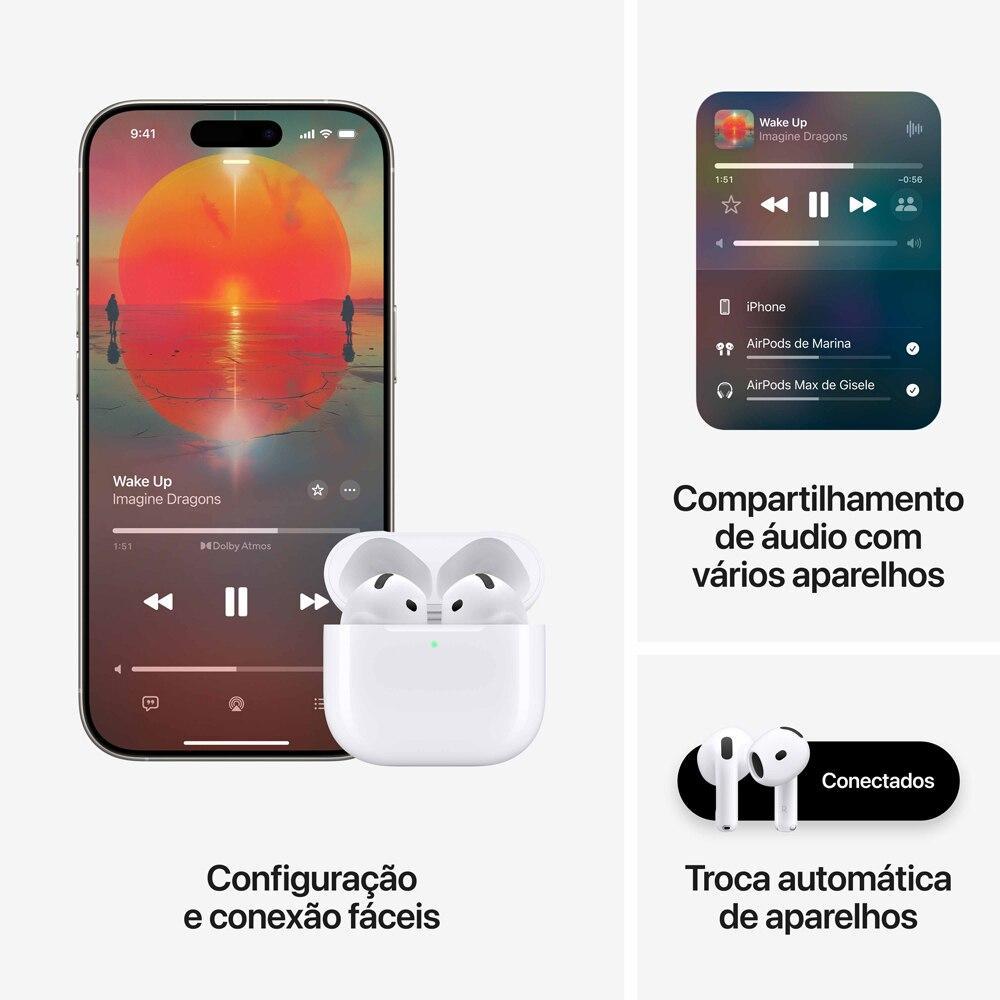Apple AirPods 4 com Cancelamento Ativo de Ruído - Branco - 8