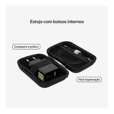 Kit Viagem USB-C para USB-C, Mistertech, Preto