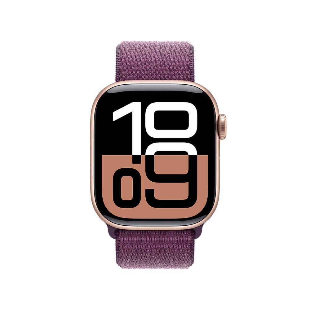 Apple Watch Series 10 GPS • Caixa cor de ouro rosa de alumínio – 42 mm • Pulseira loop esportiva ameixa - 2
