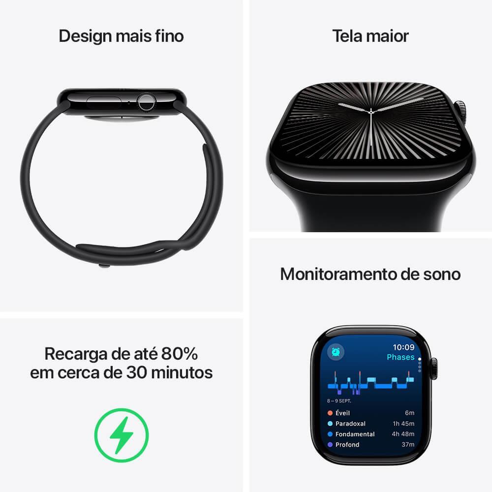 Apple Watch Series 10 GPS • Caixa cor de ouro rosa de alumínio – 42 mm • Pulseira loop esportiva ameixa - 3