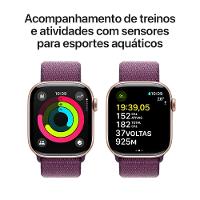 Apple Watch Series 10 GPS • Caixa cor de ouro rosa de alumínio – 42 mm • Pulseira loop esportiva ameixa