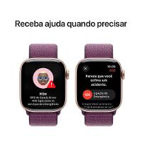 Apple Watch Series 10 GPS • Caixa cor de ouro rosa de alumínio – 42 mm • Pulseira loop esportiva ameixa - 6