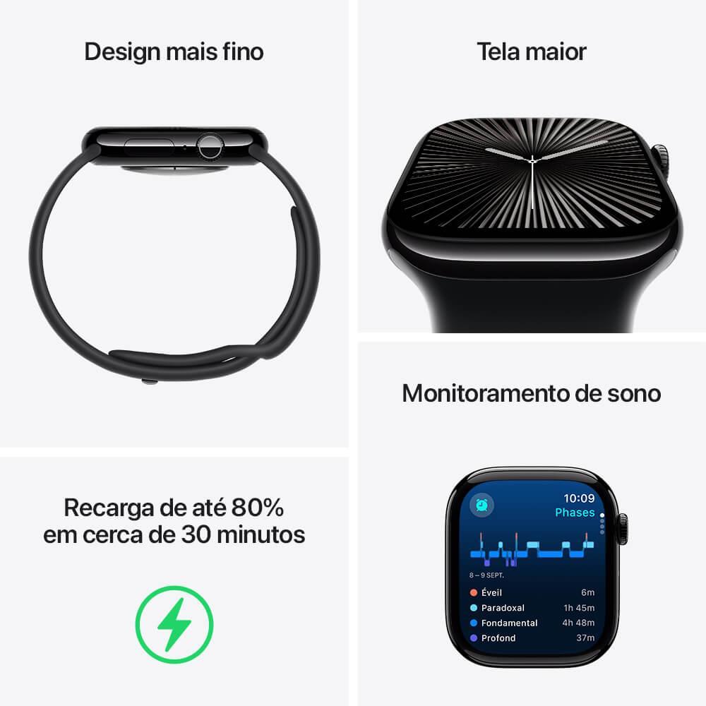 Apple Watch Series 10 GPS • Caixa prateada de alumínio – 42 mm • Pulseira esportiva denim M/G - 3