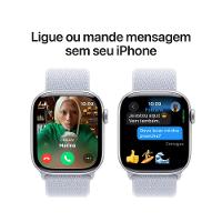 Apple Watch Series 10 GPS + Cellular • Caixa prateada de alumínio – 42 mm • Pulseira loop esportiva nuvem azul - 7