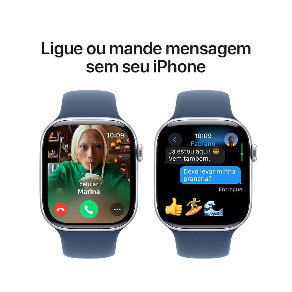 Apple Watch Series 10 GPS • Caixa prateada de alumínio – 46 mm • Pulseira esportiva denim M/G - 7