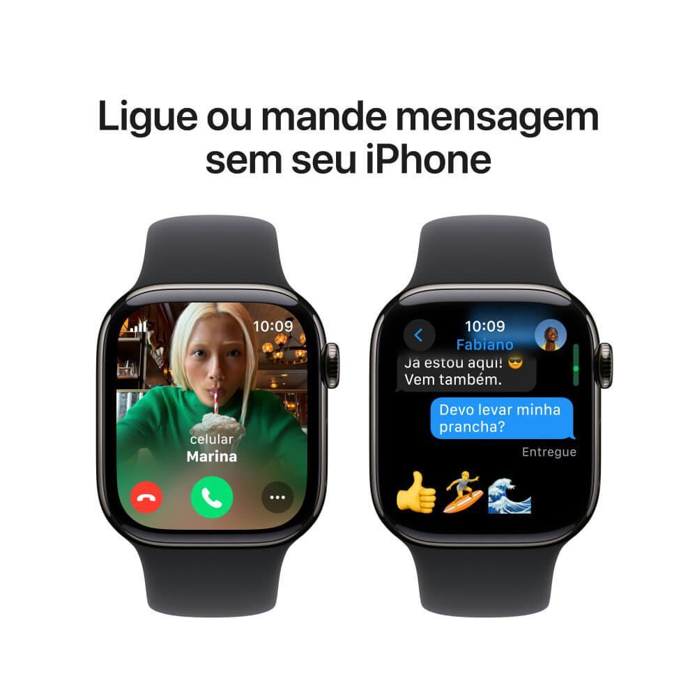 Apple Watch Series 10 GPS + Cellular • Caixa ardósia de titânio – 42 mm • Pulseira esportiva preta – M/G - 7