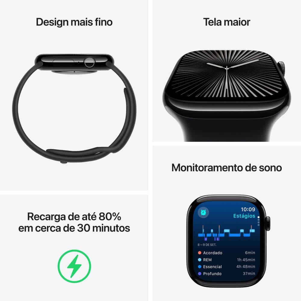 Apple Watch Series 10 GPS + Cellular • Caixa dourada de titânio – 42 mm • Pulseira esportiva estelar – P/M - 3
