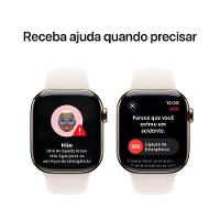 Apple Watch Series 10 GPS + Cellular • Caixa dourada de titânio – 42 mm • Pulseira esportiva estelar – P/M - 6