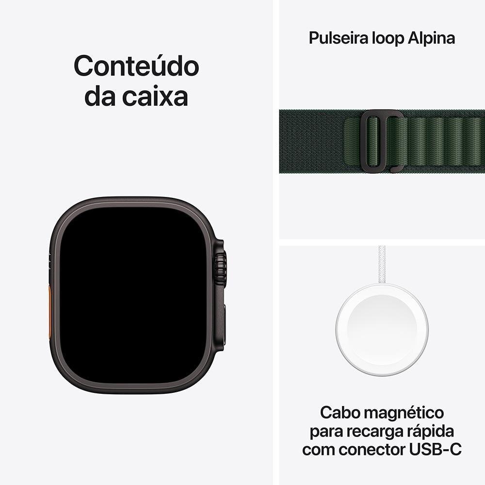 Apple Watch Ultra 2 GPS + Cellular • Caixa preta de titânio de 49 mm • Pulseira loop Alpina verde-escura – M - 9
