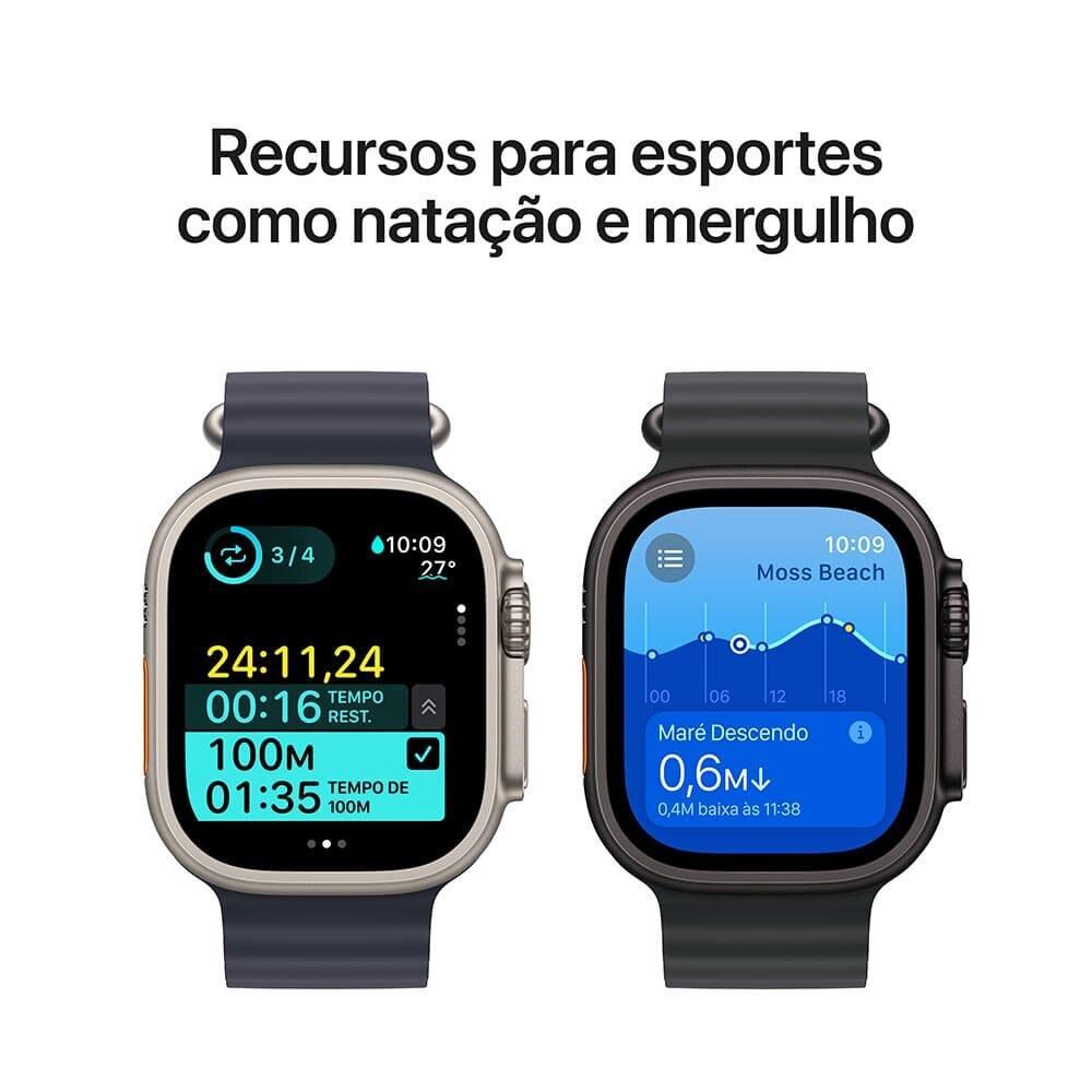 Apple Watch Ultra 2 GPS + Cellular • Caixa natural de titânio de 49 mm • Pulseira loop Trail azul – P/M - 5