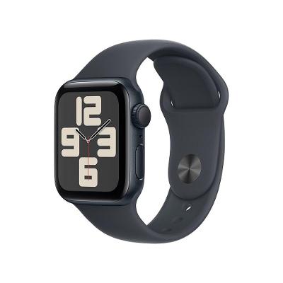 Apple Watch SE GPS • Caixa meia-noite de alumínio – 40 mm • Pulseira esportiva meia-noite – M/G