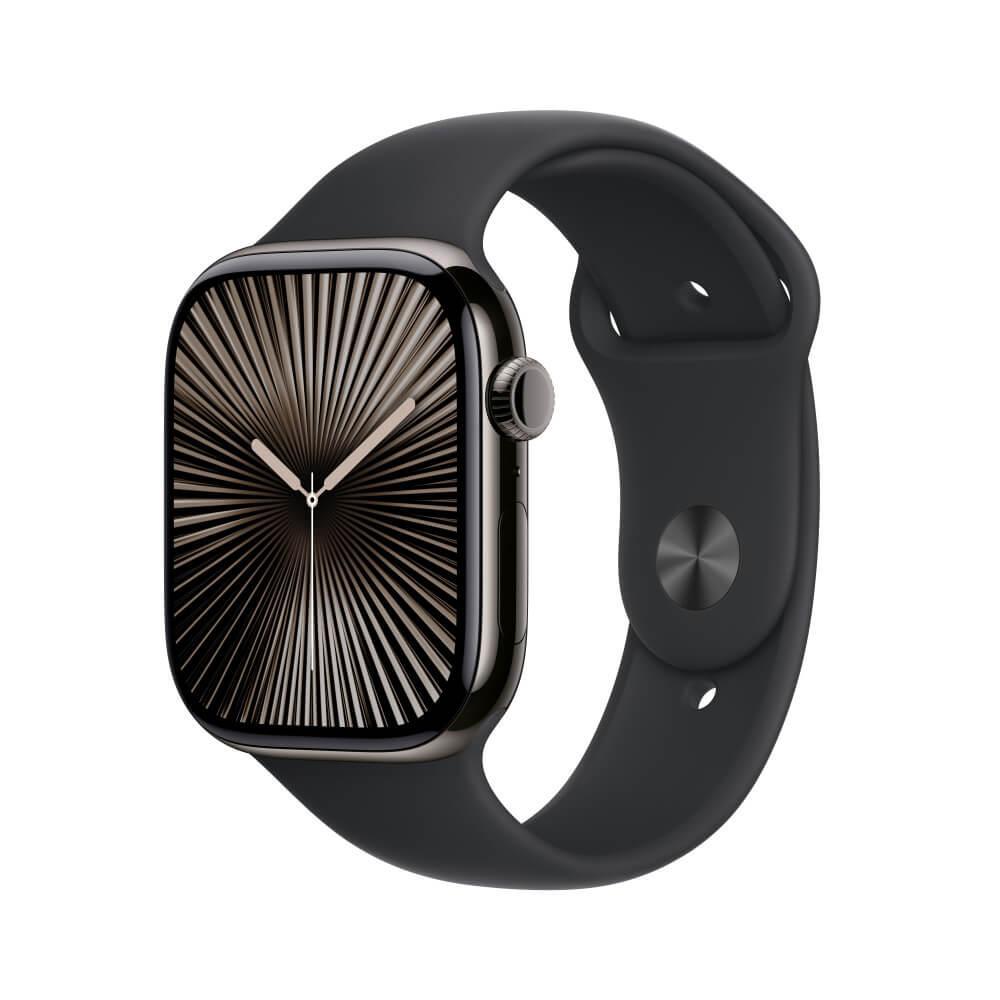 Apple Watch Series 10 GPS + Cellular • Caixa ardósia de titânio – 46 mm • Pulseira esportiva preta – M/G - 1