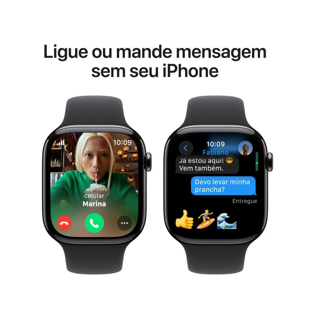 Apple Watch Series 10 GPS + Cellular • Caixa ardósia de titânio – 46 mm • Pulseira esportiva preta – M/G - 7