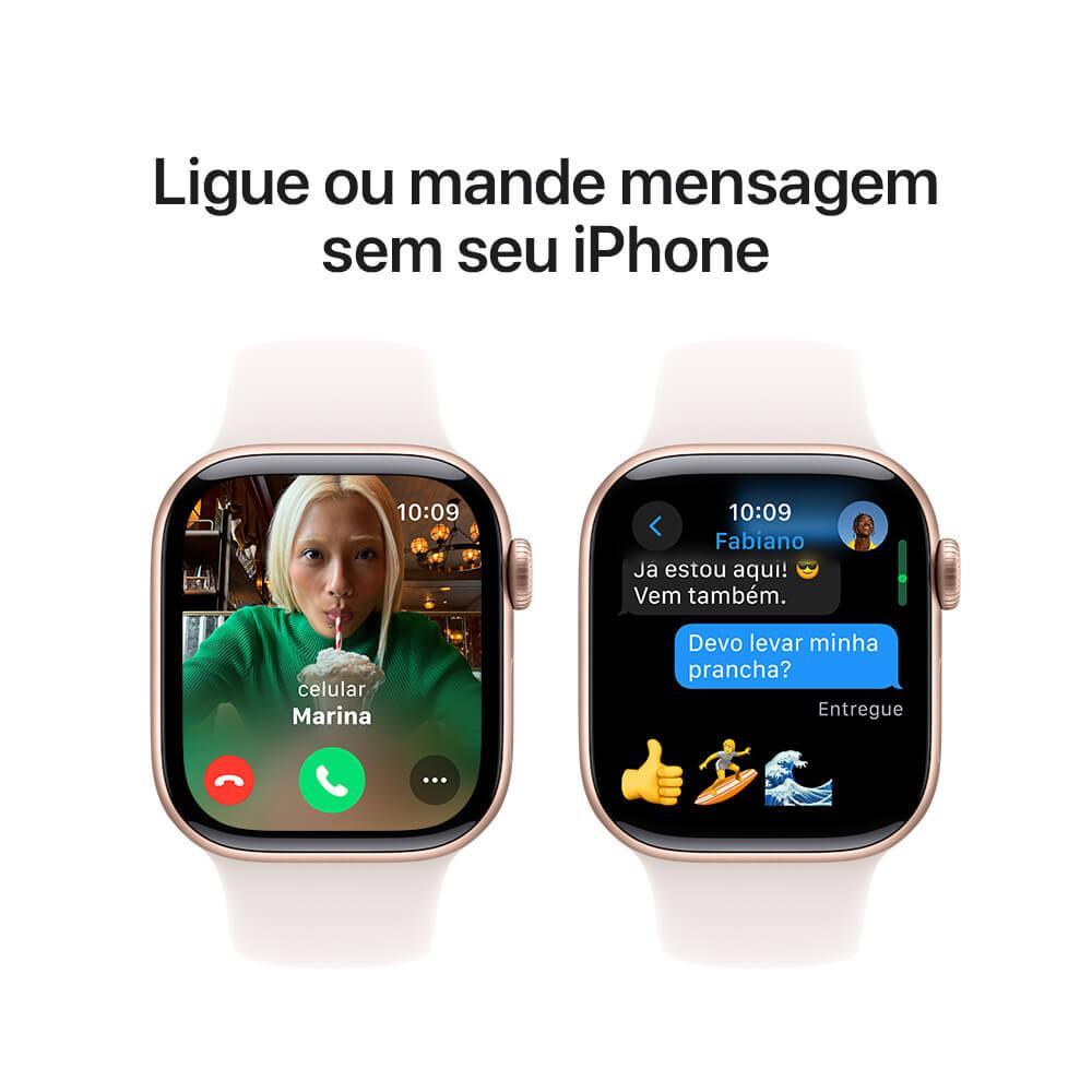 Apple Watch Series 10 GPS • Caixa cor de ouro rosa de alumínio – 42 mm • Pulseira esportiva blush-clara – P/M - 7