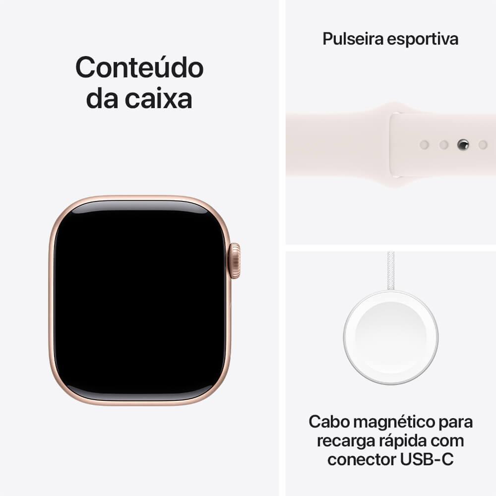 Apple Watch Series 10 GPS • Caixa cor de ouro rosa de alumínio – 42 mm • Pulseira esportiva blush-clara – P/M - 9