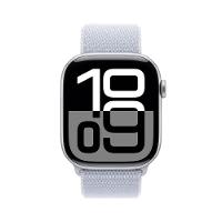 Apple Watch Series 10 GPS + Cellular • Caixa prateada de alumínio – 46 mm • Pulseira loop esportiva nuvem azul - 2