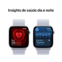 Apple Watch Series 10 GPS + Cellular • Caixa prateada de alumínio – 46 mm • Pulseira loop esportiva nuvem azul - 5