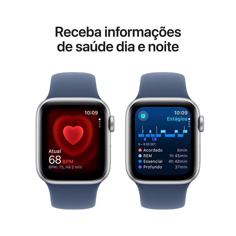 Apple Watch SE GPS + Cellular • Caixa prateada de alumínio – 40 mm • Pulseira esportiva denim – P/M - 5