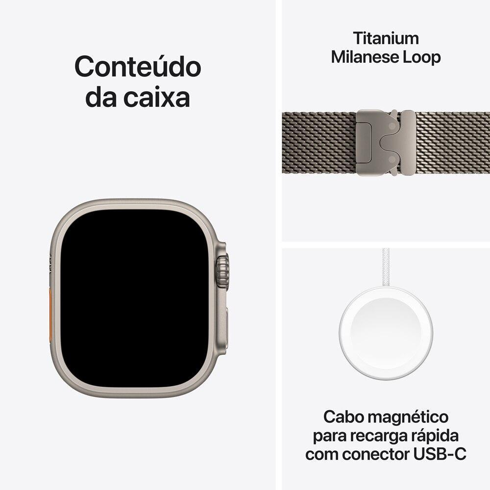 Apple Watch Ultra 2 GPS + Cellular, Caixa natural de titânio de 49 mm, Pulseira natural estilo milanês de titânio – M - 9