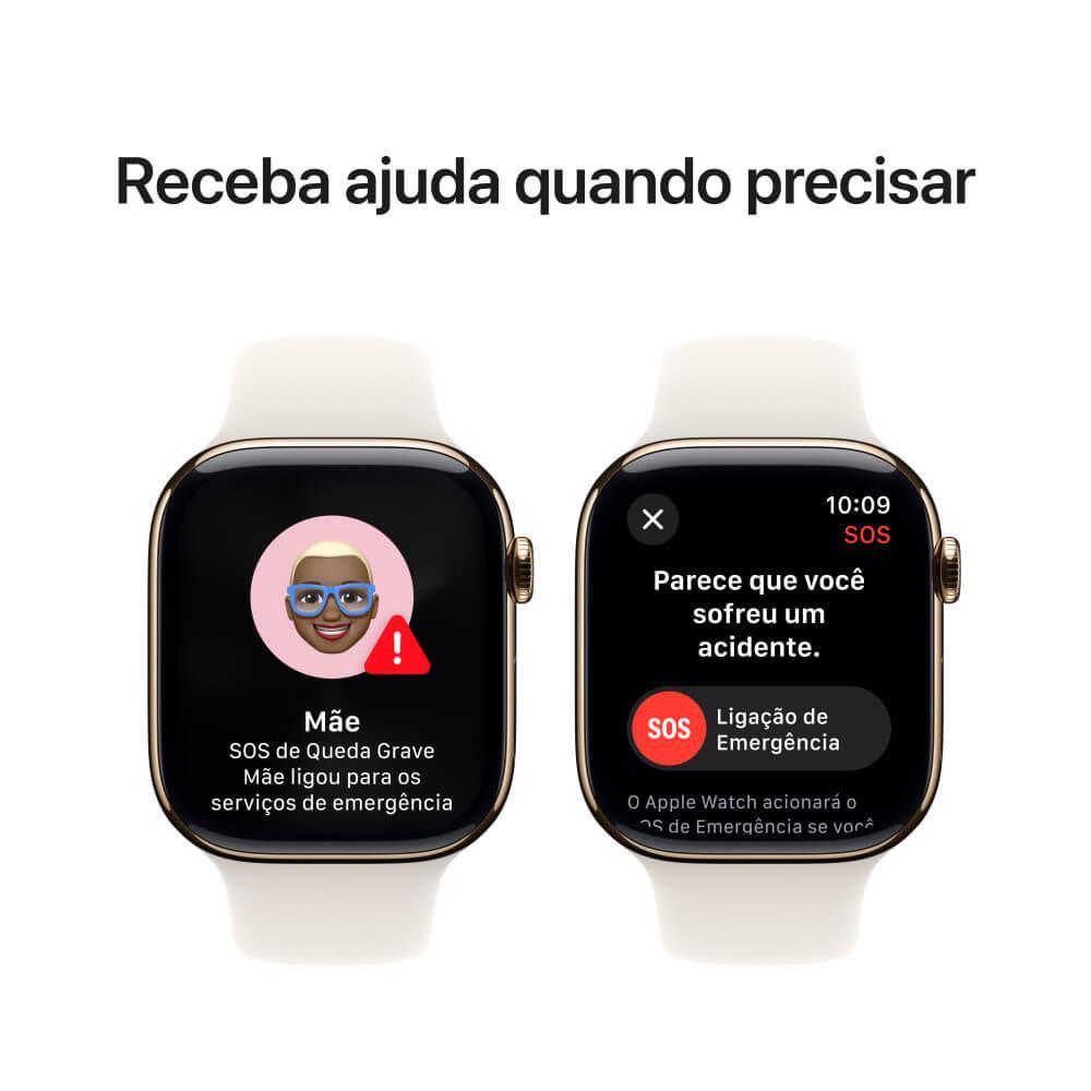 Apple Watch Series 10 GPS + Cellular • Caixa dourada de titânio – 46 mm • Pulseira esportiva estelar – M/G - 6