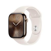 Apple Watch Series 10 GPS + Cellular • Caixa dourada de titânio – 46 mm • Pulseira esportiva estelar – M/G - 1