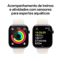 Apple Watch Series 10 GPS + Cellular • Caixa dourada de titânio – 46 mm • Pulseira esportiva estelar – M/G