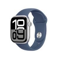 Apple Watch Series 10 GPS + Cellular • Caixa prateada de alumínio – 42 mm • Pulseira esportiva denim – P/M - 1