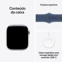 Apple Watch Series 10 GPS + Cellular • Caixa prateada de alumínio – 42 mm • Pulseira esportiva denim – P/M - 9