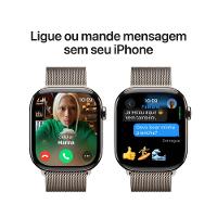 Apple Watch Series 10 GPS + Cellular • Caixa natural de titânio – 46 mm • Pulseira natural estilo milanês - 7