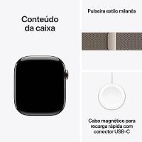 Apple Watch Series 10 GPS + Cellular • Caixa natural de titânio – 46 mm • Pulseira natural estilo milanês - 9