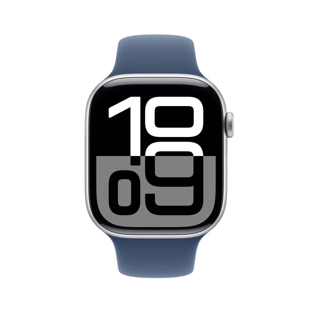 Apple Watch Series 10 GPS + Cellular • Caixa prateada de alumínio – 46 mm • Pulseira esportiva denim – M/G - 2