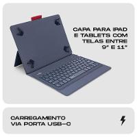 Capa iPad e Tablet com Teclado, Universal telas entre 9 e 11 polegadas, Azul, Originais iPlace - 2