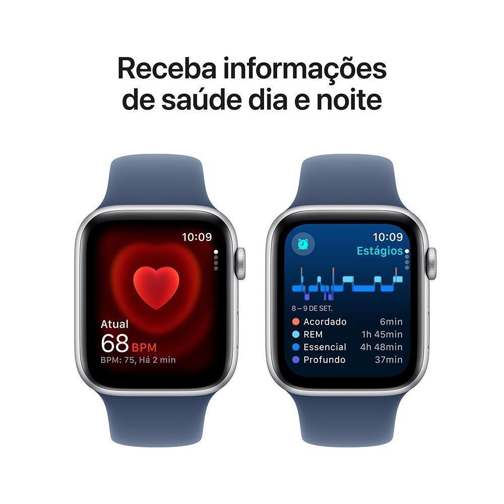 Apple Watch SE GPS + Cellular • Caixa prateada de alumínio – 44 mm • Pulseira esportiva denim – M/G - 5