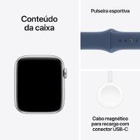 Apple Watch SE GPS + Cellular • Caixa prateada de alumínio – 44 mm • Pulseira esportiva denim – M/G - 7