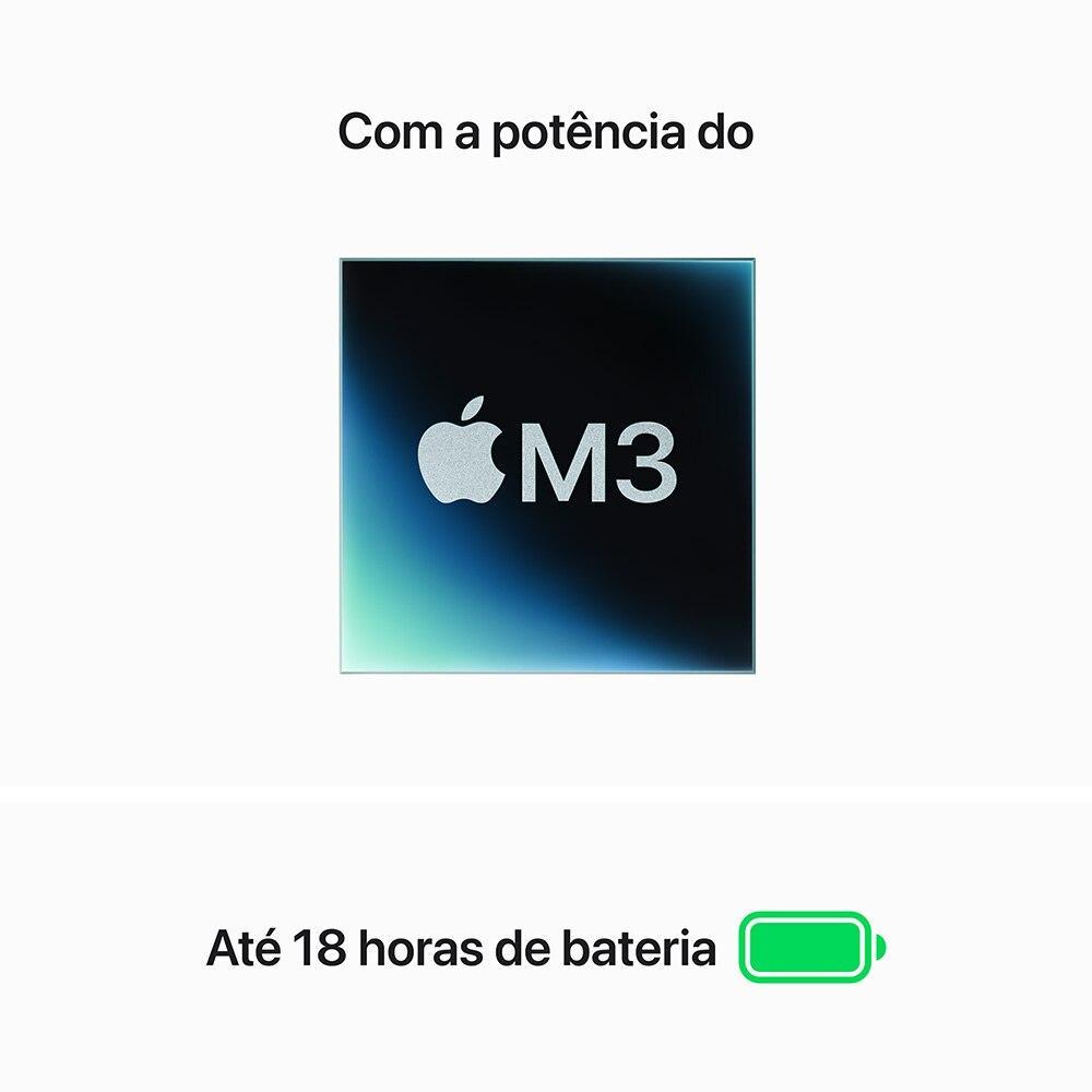 Apple MacBook Air 13", M3, CPU de 8 núcleos, GPU de 8 núcleos, 16GB RAM, 256GB SSD- Meia-noite - 4