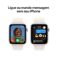 Apple Watch SE GPS • Caixa estelar de alumínio – 44 mm • Pulseira esportiva estelar – M/G