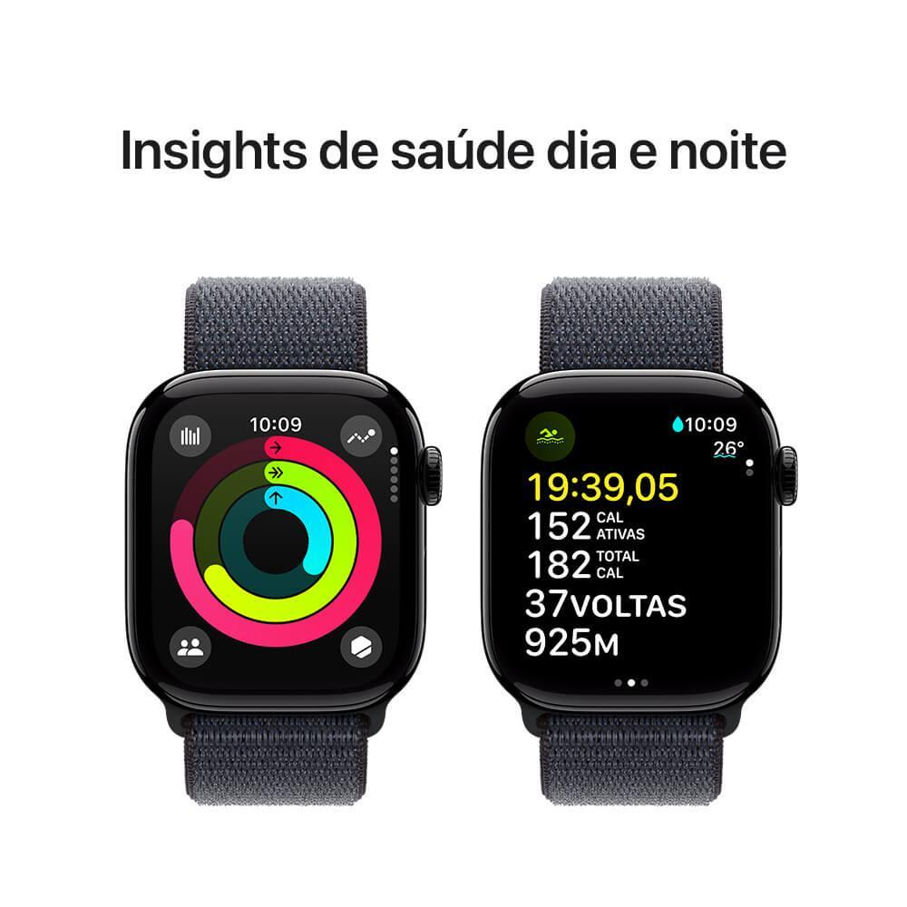 Apple Watch Series 10 GPS • Caixa preta brilhante de alumínio – 42 mm • Pulseira loop esportiva tinto - 4
