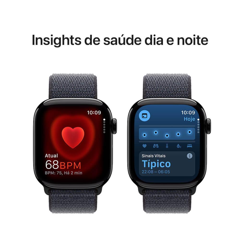 Apple Watch Series 10 GPS • Caixa preta brilhante de alumínio – 42 mm • Pulseira loop esportiva tinto - 5